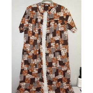 Vintage Carole MCM Nightgown Brown Orange Size Medium Sleep Dress